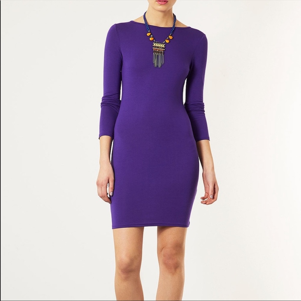 Topshop Bodycon Purple Long sleeve dress size 10